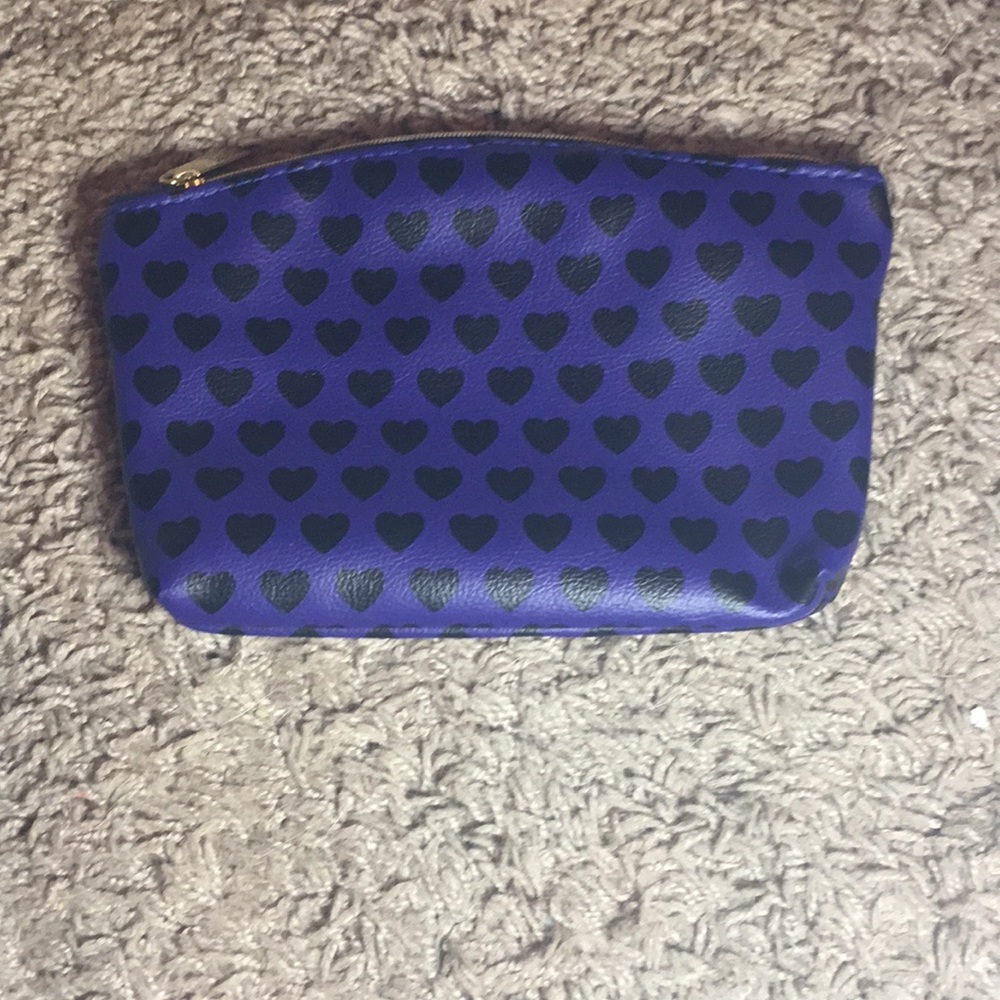 Used Ipsy purple black heart bag